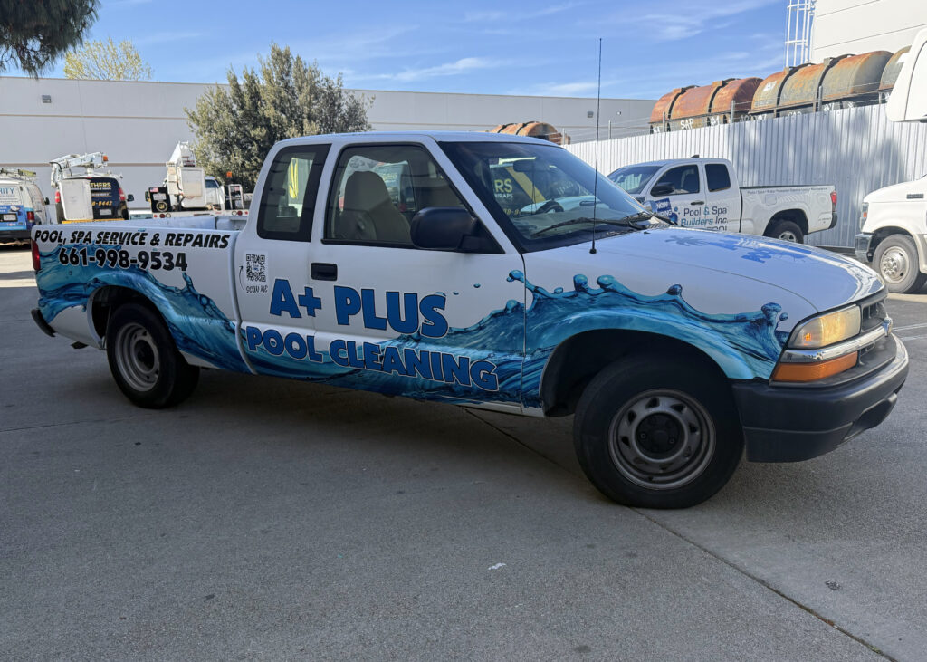 work vehicle partial graphics for stay up sign company in los angeles